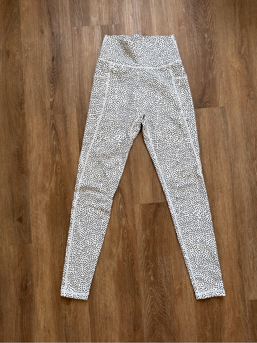 High-Waist White & Black Dot Leggings